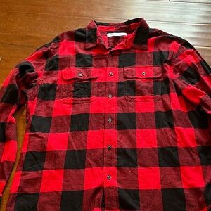 Old Navy Red and Black Checkered Men's Shirt
